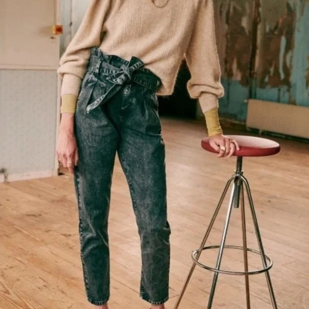 Sezane Washed Black Austin Trouser Size 36